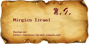 Mirgics Izrael névjegykártya